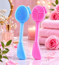 4 In 1 Soft Silicone Blackhead Remover | Face Scrubber Brush | Face Mask Applicator & Scrubber | Skin-friendly Facial Cleaning Brush. [PINK COLOR, PACK OF 1]